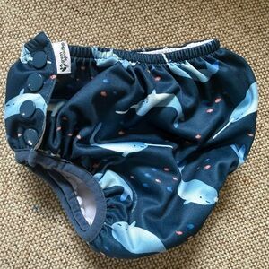 Green Sprouts Navy Whale Print Reusable Swim Diaper for Kids